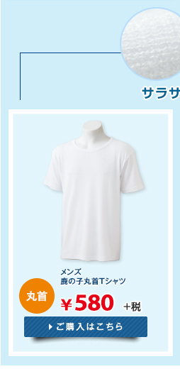 メンズ 鹿の子丸首Tシャツ