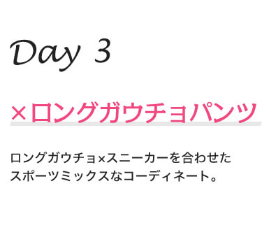 Day3 ×ロングガウチョパンツ