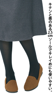 キチンと感のある2.5cmソールでキレイめにも使いやすい。