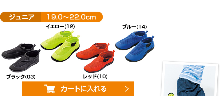 ジュニア 19.0~22.0cm対応 ブラック(03) イエロー(12) レッド(10) ブルー(14)  カートに入れる