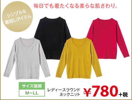 レディースラウンドネックニット