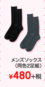 メンズ　メンズソックス(同色2足組) ¥480+税