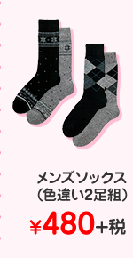 メンズ　メンズソックス(色違い2足組) ¥480+税
