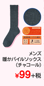 メンズ　暖かパイルソックス(チャコール) ¥99+税