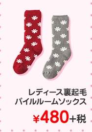 レディース　レディース裏起毛パイルルームソックス ¥480+税