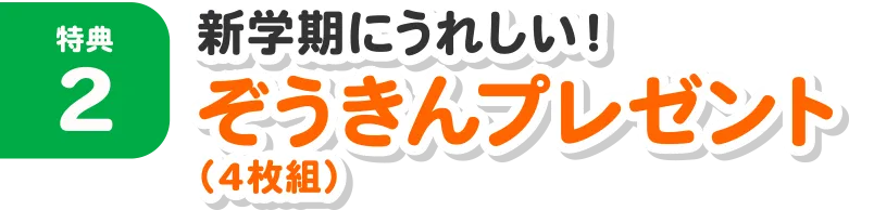 特典2：新学期にうれしい！ぞうきん（4枚組）プレゼント