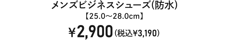 メンズビジネスシューズ(防水)【25.0～28.0cm】￥2,900（税込￥3,190）