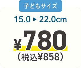 子どもサイズ 15.0-22.0cm ¥780(税込¥858)