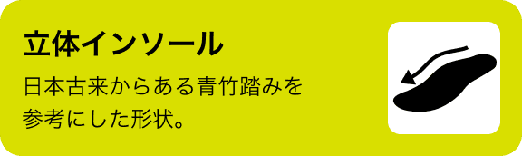 立体インソール 日本古来からある青竹踏みを参考にした形状。