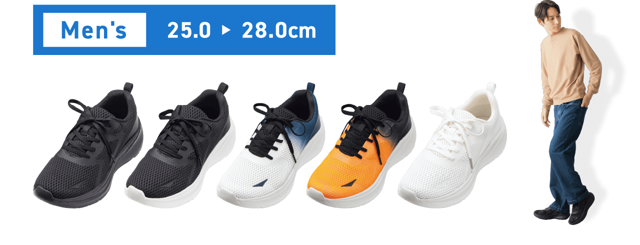 Men's サイズ:25.0〜28.0cm カラー：5色