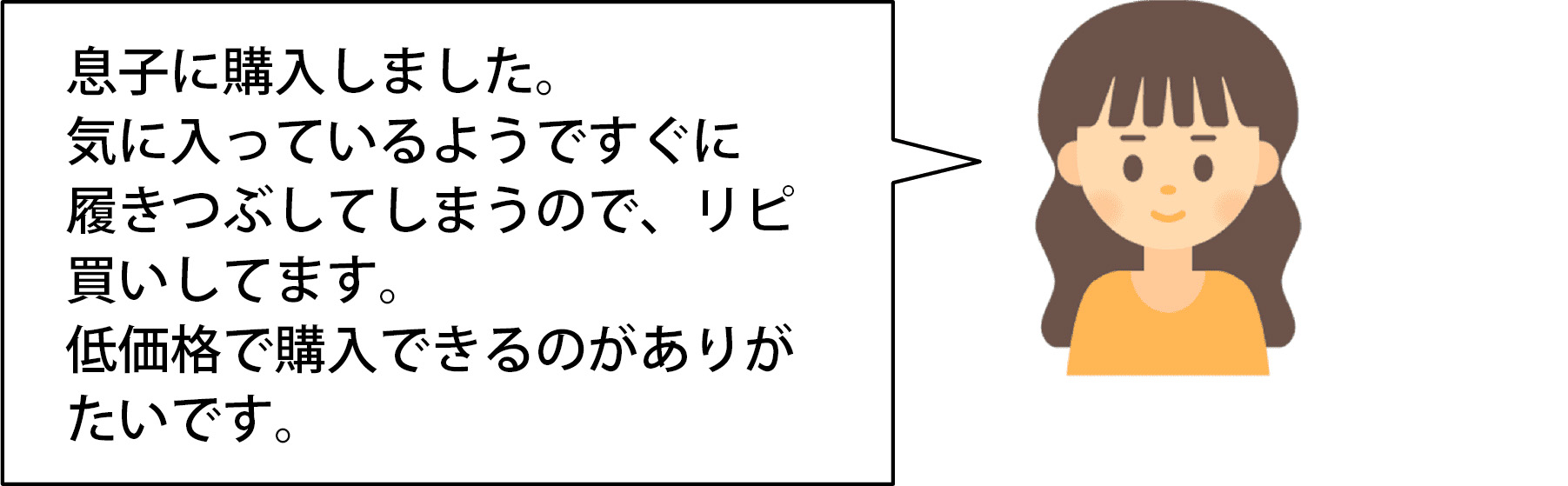 息子に購入しました。気に入っているようですぐに履きつぶしてしまうので、リピ買いしてます。低価格で購入できるのがありがたいです。