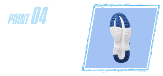 POINT 04 つま先とかかとには滑り止めゴムを使用。
