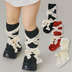 【インフルエンサーコラボ/yukie】レースアップリボンソックス[子ども靴下、女の子]