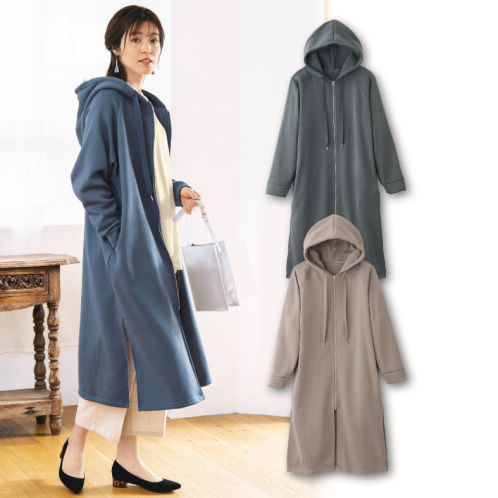 MAX&Co. ハラコレザー切替え ジップアップウールコート ロング丈 ヤギ革 ジャケット - MAX&Co. | マックス アンド コー公式オンライン