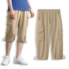 接触冷感 レディースクロップドイージーパンツ【M～4L】