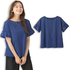 レディース袖フリルTシャツ
