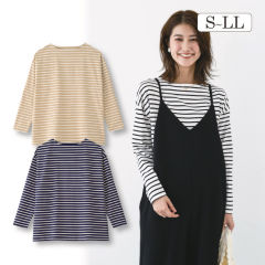 レディースオーバーシルエットボーダーTシャツ【S～LL】