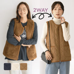 レディース裏ボアキルティングベスト