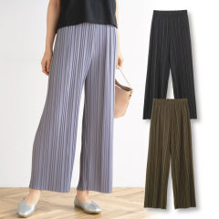 レディースプリーツワイドパンツ【S～4L】