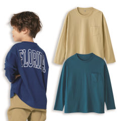 長袖プリントビッグTシャツ[子ども服、男の子、女の子]