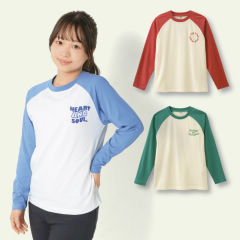 ラグラン長袖プリントTシャツ[子ども服、男の子、女の子]【130～160cm】