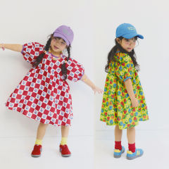 【インフルエンサーコラボ/natsumi】キッズレトロ花柄ワンピース【90～140cm】
