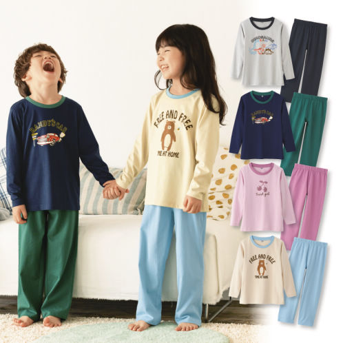 長袖Tシャツパジャマ[子どもパジャマ、男の子、女の子]【100