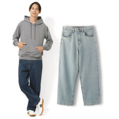 メンズワイドストレートデニムパンツ