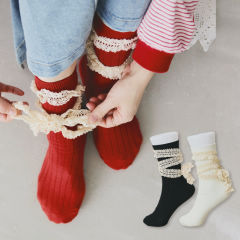 【インフルエンサーコラボ/yukie】レディースレースアップリボンソックス