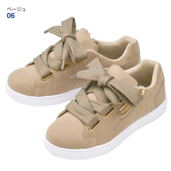 スニーカー　大きめ　リボン ジュニアサイドファスナー付太紐リボンスニーカー | 激安靴の