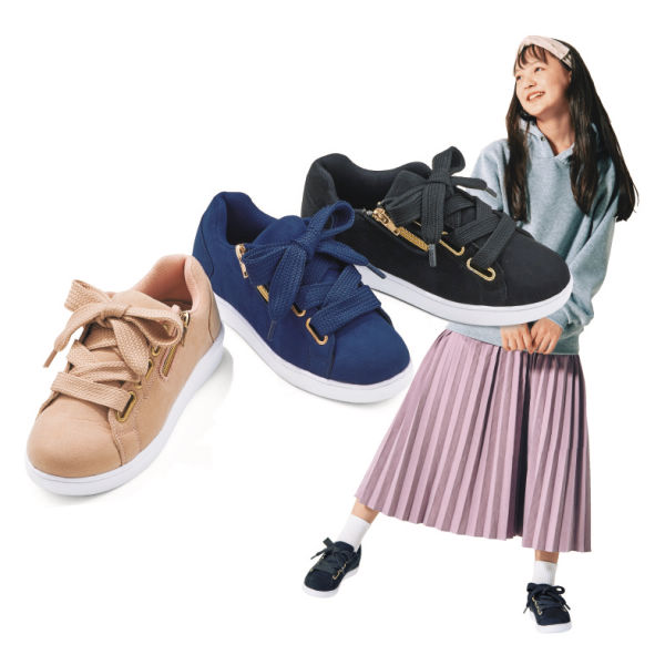 17 Off ジュニアサイドファスナー付太紐リボンスニーカー ヒラキ 激安靴の通販 ヒラキ公式サイト Hiraki Shopping