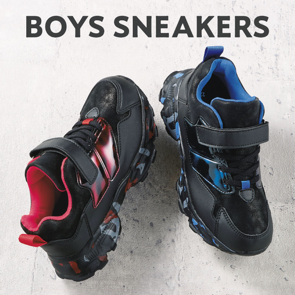 ボーイズ迷彩柄スニーカー(履き口パッド付)【19.0～23.5cm