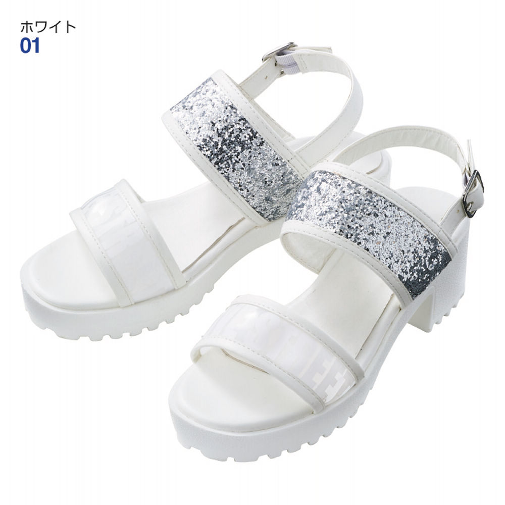 ガールズキラキラ素材ロゴ入りサンダル(ヒール6.0cm)【19.0