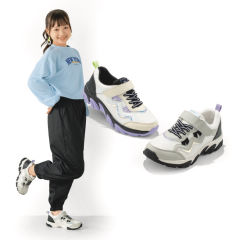 ガールズスニーカー(靴ひもゴムタイプ・面ファスナー付)【19.0～23.5cm】