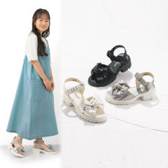 ガールズサテン厚底サンダル【19.0～23.0cm】