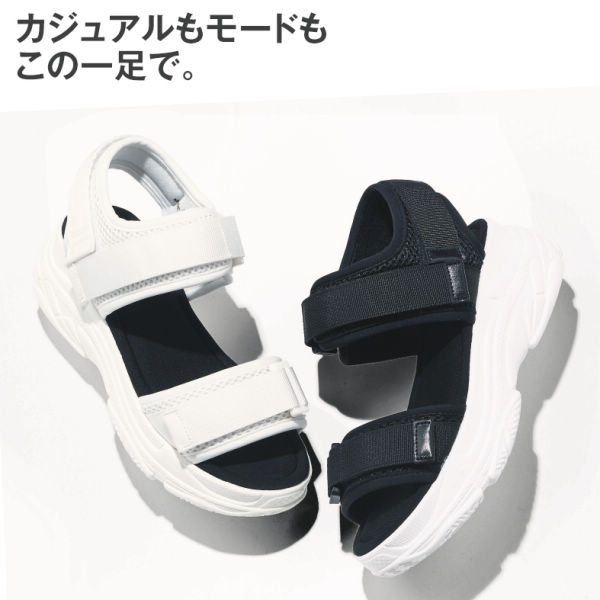 完売品 希少 スポーツサンダル ブラック/ホワイト27.5 Parade サンダル レディース 歩きやすい 厚底 黒 白 ブラック