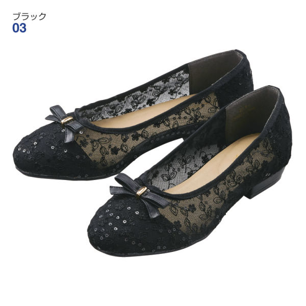 30%OFF】レディースリボン付レース素材ローヒールパンプス 30%OFF】レディースリボン付レース素材ローヒールパンプス