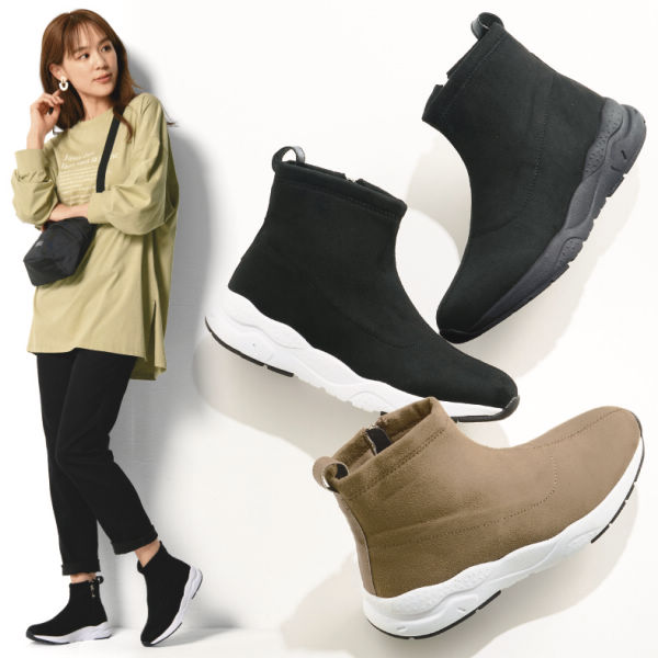 レディースストレッチスニーカーブーツ ふかふかインソール 22 0 25 5cm対応 ヒラキ 激安靴の通販 ヒラキ公式サイト Hiraki Shopping