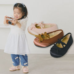 【インフルエンサーコラボ/yukie】キッズダブルリボンバレエシューズ【14.0～21.0cm】