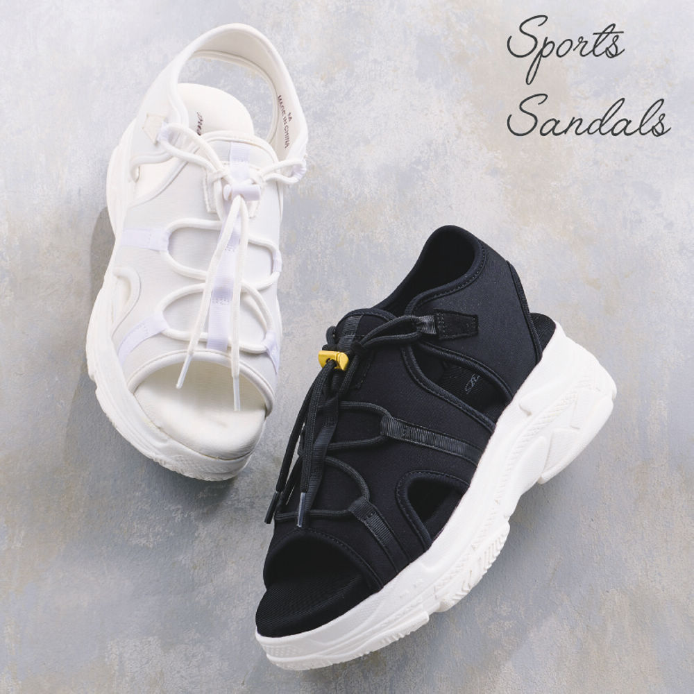 レディースシューレースタイプスポーツサンダル(クッション