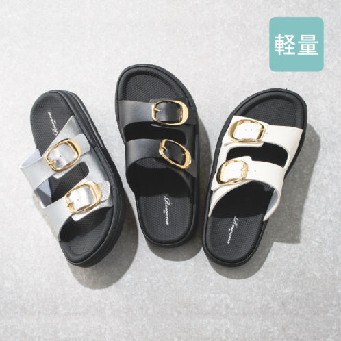 レディース甲バックルデザインサンダル(軽量)【22.0～25.5cm対応