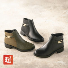 レディースショート丈ブーツ(サイドファスナー付)【22.0～25.5cm対応】